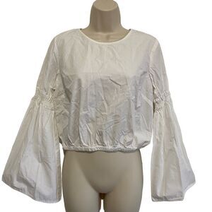 LIVE 4 TRUTH White Cropped Peasant Sleeve Blouse Top
